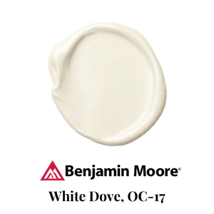 White Dove paint swatch in a creamy off-white, perfect for clean, crisp trim and doorway accents.