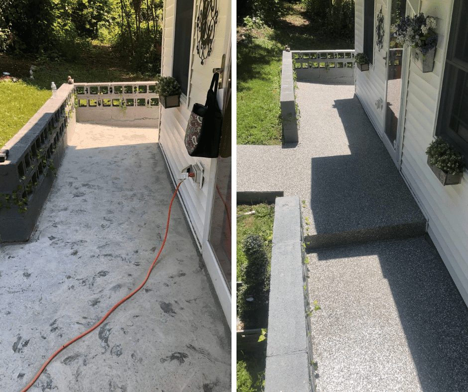 photos of concrete floor coating on outdoor patio space