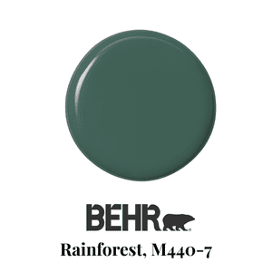 BEHR Rainforest M440-7 paint swatch in a deep, forest green.