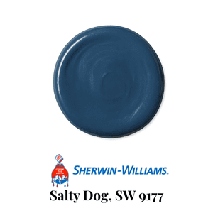 Sherwin-Williams Salty Dog SW 9177 paint swatch in a rich, deep navy blue.
