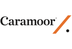 Caramoor logo with modern black and orange design